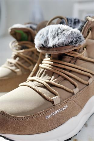 Benetton 11156 Bej Su Geçirmez Kürklü Kadın Spor Bot