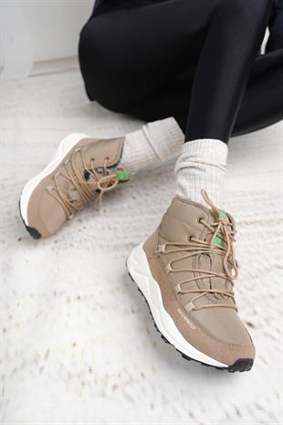 Benetton 11156 Bej Su Geçirmez Kürklü Kadın Spor Bot