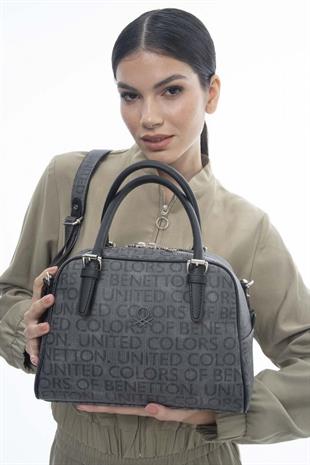Benetton 1118 Gri Baskılı Çarpraz Bayan Çanta