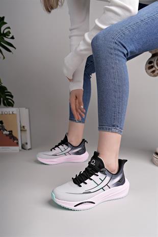 Benetton 11510 Gri Siyah Memory Foam Kadın Sneakers