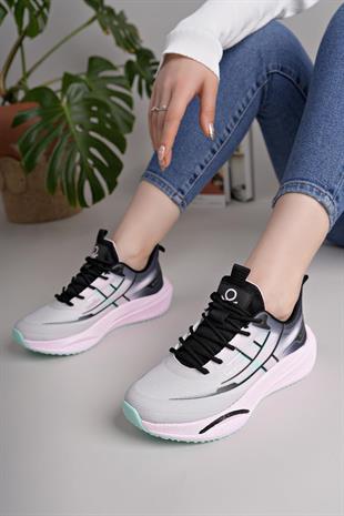 Benetton 11510 Gri Siyah Memory Foam Kadın Sneakers