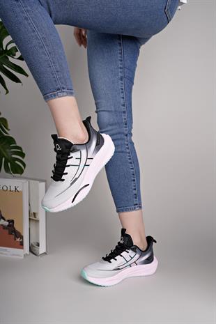 Benetton 11510 Gri Siyah Memory Foam Kadın Sneakers