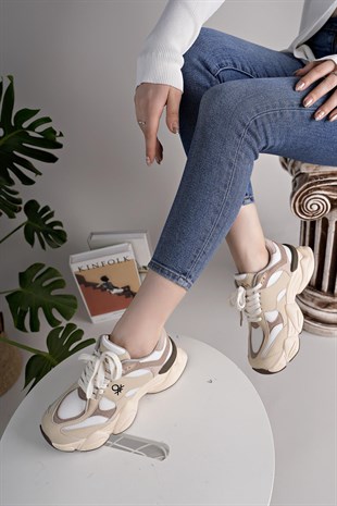 Benetton 11566 Bej Memory Foam Kadın Sneakers