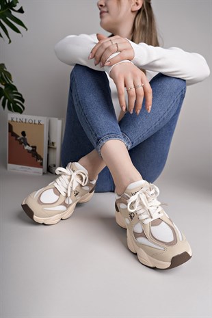 Benetton 11566 Bej Memory Foam Kadın Sneakers