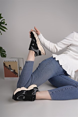 Benetton 11566 Siyah Füme Memory Foam Kadın Sneakers