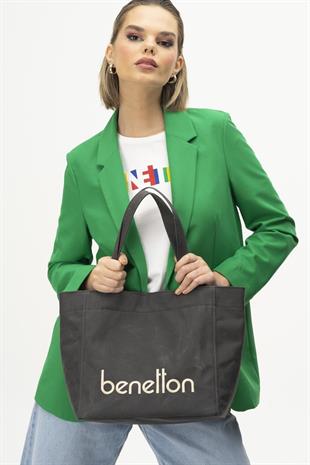 Benetton 1163 Siyah Baskılı Çarpraz Bayan Çanta