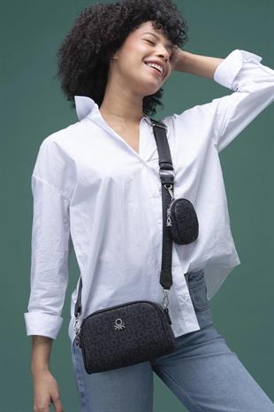 Benetton 1278 Siyah Çapraz Bayan Çanta