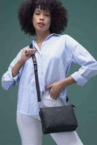 Benetton 1283 Siyah Baskılı Çarpraz Bayan Çanta