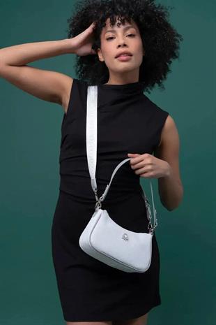 Benetton 1291 Beyaz Çapraz Bayan Çanta