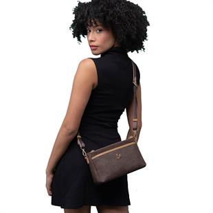 Benetton 1332 Kahve A.Camel Baskılı Çarpraz Bayan Çanta