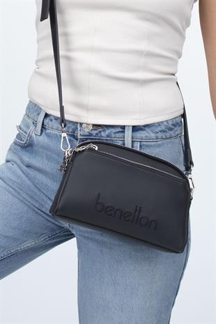 Benetton 1342 Siyah Baskılı Çarpraz Bayan Çanta