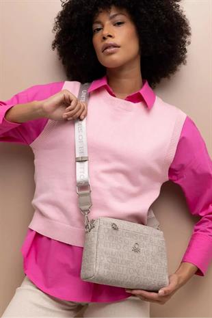 Benetton 1381 Taş Baskılı Çarpraz Bayan Çanta