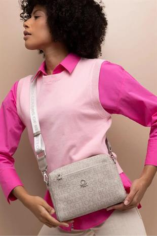 Benetton 1381 Taş Baskılı Çarpraz Bayan Çanta