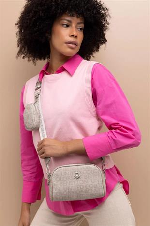 Benetton 1400 Taş Baskılı Çarpraz Bayan Çanta