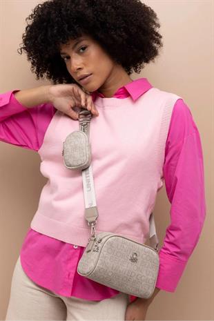 Benetton 1400 Taş Baskılı Çarpraz Bayan Çanta