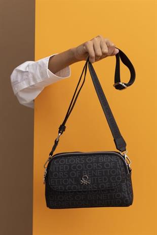 Benetton 1403 Siyah Baskılı Çarpraz Bayan Çanta