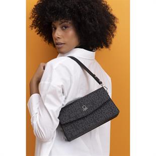 Benetton 1405 Siyah Baskılı Çarpraz Bayan Çanta