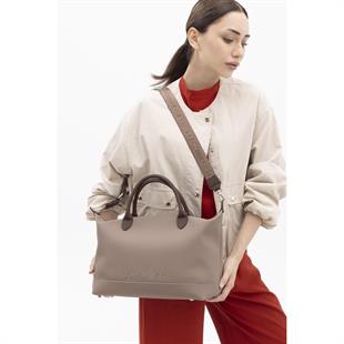 Benetton 1410 Vizon Kahve Baskılı Çarpraz Bayan Çanta