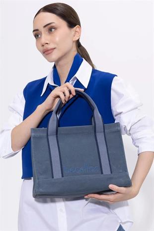 Benetton 1412 Lacivert Baskılı Çarpraz Bayan Çanta
