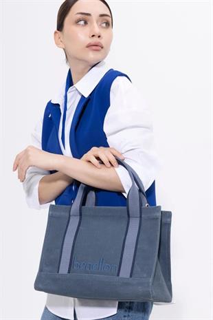 Benetton 1412 Lacivert Baskılı Çarpraz Bayan Çanta