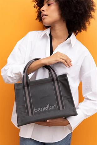 Benetton 1412 Siyah Baskılı Çarpraz Bayan Çanta