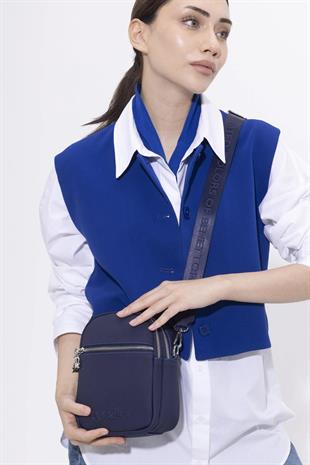 Benetton 1414 Lacivert Baskılı Çarpraz Bayan Çanta