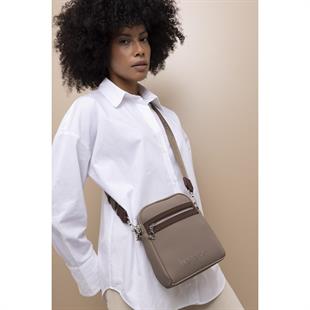 Benetton 1440 Vizon Kahve Baskılı Çarpraz Bayan Çanta