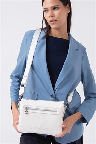 Benetton 1480 Beyaz Çapraz Bayan Çanta