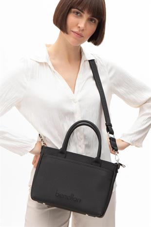 Benetton 1614 Siyah Baskılı Çarpraz Bayan Çanta