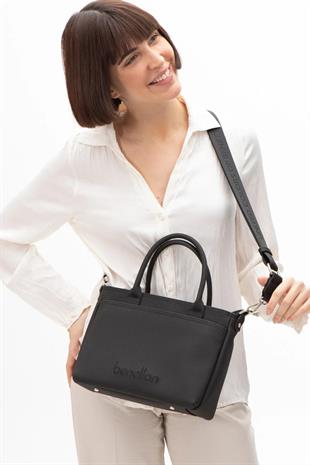 Benetton 1614 Siyah Baskılı Çarpraz Bayan Çanta