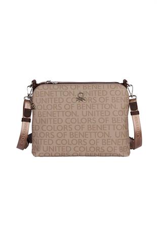 Benetton 1636 Taş Kahve Baskılı Çarpraz Bayan Çanta