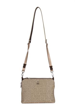 Benetton 1636 Taş Kahve Baskılı Çarpraz Bayan Çanta