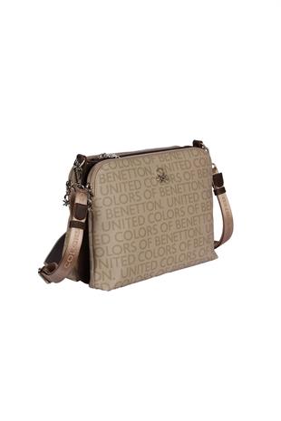 Benetton 1636 Taş Kahve Baskılı Çarpraz Bayan Çanta