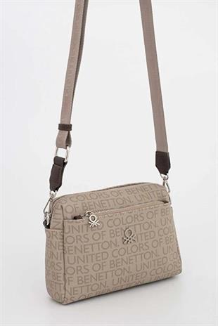 Benetton 1642 Taş Kahve Baskılı Çarpraz Bayan Çanta