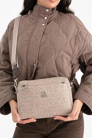 Benetton 1642 Taş Kahve Baskılı Çarpraz Bayan Çanta