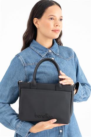 Benetton 1649 Siyah Baskılı Çarpraz Bayan Çanta