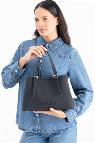 Benetton 1683 Siyah Baskılı Çarpraz Bayan Çanta
