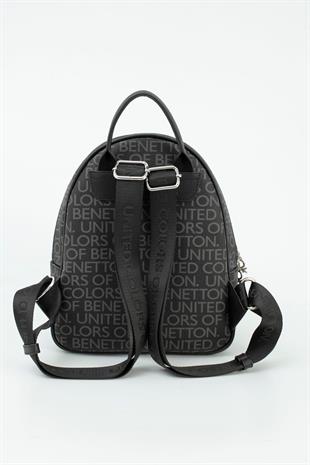 Benetton 1698 Siyah Baskılı Çarpraz Bayan Sırt Çanta