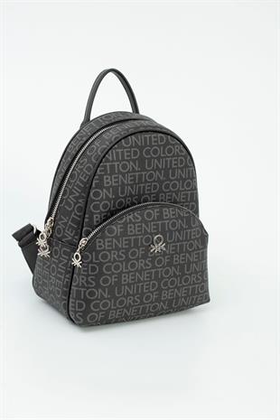Benetton 1698 Siyah Baskılı Çarpraz Bayan Sırt Çanta