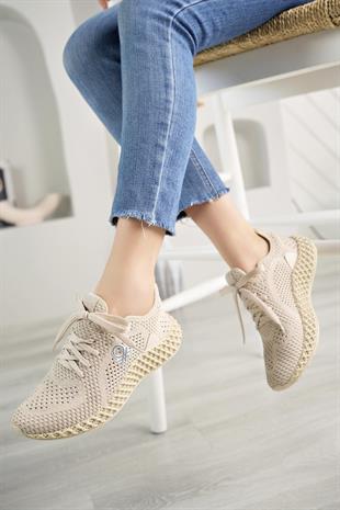 Benetton 30009 Bej Triko Örgü Unisex Sneakers