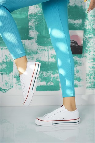Benetton 30196 Beyaz Kısa Kadın Sneakers