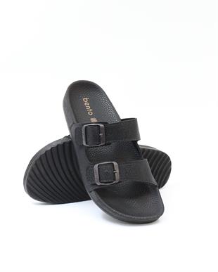 Bento 43001 Siyah Çift Tokalı Anatomik Unisex Terlik