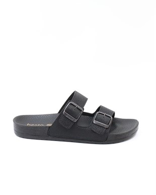 Bento 43001 Siyah Çift Tokalı Anatomik Unisex Terlik
