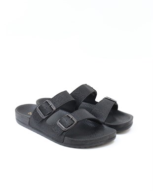 Bento 43001 Siyah Çift Tokalı Anatomik Unisex Terlik