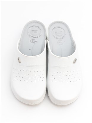 Bento 52003 Beyaz Anatomik Önü Kapalı Erkek Sabo Terlik