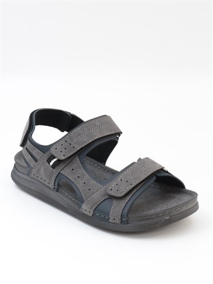 Bento 86012 Gri 3 Cırtlı Anatomik Erkek Sandalet