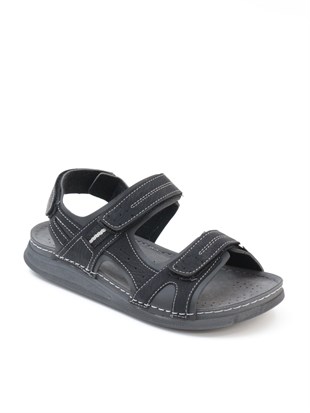 Bento 86012 Siyah 3 Cırtlı Anatomik Erkek Sandalet