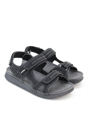 Bento 86012 Siyah 3 Cırtlı Anatomik Erkek Sandalet