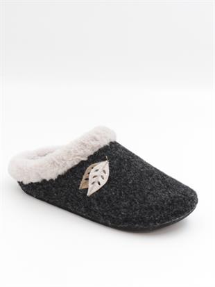 Bento 9529 Siyah Kışlık Anatomik Önü Kapalı Kadın Terlik