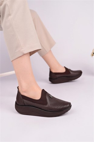 Capella 4029 Kahve Hakiki Deri Kadın Yürüyüş Ayakkabısı